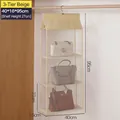 Beige 3-tier hanging handbag organizer for closet storage with mesh shelves 40x16x95cm - 3-Layer / Beige