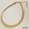 Sleek gold-plated stainless steel flat snake chain necklace with an adjustable extender - Gold Necklace (D1105)