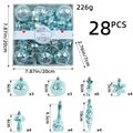 28-piece light blue Christmas tree ornament set with assorted shapes and textures - Sky Blue