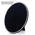 Black velvet oval jewelry stand with pearl trim, holds about 30 pairs of earrings - Large / Black Velvet