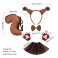 5-piece squirrel costume set with ears headband, tail, gloves and brown tutu skirt - Brown Squirrel Ears 3pcs Set + Brown Gloves + Brown Tutu Skirt