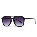 Gafas de sol aviador retro con puente doble, montura negra y lentes degradadas moradas - C5 Montura Negra Doble Gris