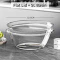5L transparent mixing bowl set with flat lid for dough kneading and food storage - Large Mixing Bowl + Lid