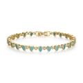 S925 sterling silver bracelet with gold finish and sky blue teardrop stones - Drop Round Set / Turquoise 14K Gold Plated / 19cm