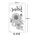 Waterproof temporary tattoo featuring sunflower, rose floral art and Smile lettering - K-418 Sunflower Rose Letter