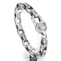 Bracciale a maglie ovali con incisione Faraone egiziano vintage in acciaio titanio - Argento Vintage (KB166084-KJX)