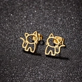 Sweet cutout cat stud earrings in 18K gold plated stainless steel with polished finish - Cat Shape (690) / Gold