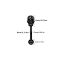 Detailed size chart for black skull eyebrow piercing with rod length and ball dimensions - Black Skull Straight Barbell (EY04260055-1)