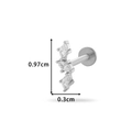 Silver labret stud with crystal butterfly cluster and detailed size measurements - Three-Marquise Cluster (0169-7#) / Silver