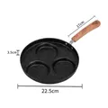 3-hole non-stick Maifan stone egg frying pan with ergonomic wood grain handle 22.5cm - Thickened 3-Hole Pan (Striped Handle)