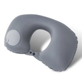 Grey inflatable U-shaped travel neck pillow with manual press pump and snap button closure - Milk Silk / Neck Pillow / Dark Gray