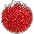 DIY craft supplies featuring transparent red glass seed beads in a silver tray - Style 33 4mm Luster Bright Red (100pcs)