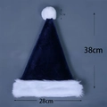 Dark blue plush Christmas hat with white fur trim and pom-pom, 38cm tall size variant - Haipai Long Plush Kids / Navy Blue