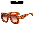 Kids vintage square bubble sunglasses with orange tortoiseshell frame and brown gradient lenses - Leopard Frame Gradient Brown Lens