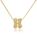 Detailed view of a gold H-letter pendant necklace with sparkling micro-pave crystals - Letter H