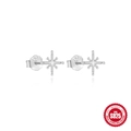 S925 sterling silver star stud earrings with diamond accents and S925 hallmark - Cross Star / Silver