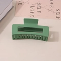 Matte green rectangular hair claw clip for women with minimalist plastic claw design - #6 Frosted Green - 10.5cm / Bulk (No Packaging)