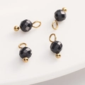 Set of four 4mm black faceted natural stone pendants with gold metal loops for DIY jewelry - 4mm (5 Pcs/Pack) / Black Spinel