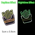 Luminous French fries embroidery patch with green glow in the dark effect, 5cm x 5.9cm - French Fries Style (GZ-05548-10) / 5cm x 5.9cm