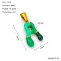 Anhänger aus Edelstahl mit grüner Öltropfen-Optik und 18k Goldbeschichtung für DIY - A-Einzelner Anhänger (Grün/Gold)