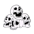 Détail de pins en émail de crânes de dessins animés empilés avec visages expressifs - Crânes Empilés Riant (XZ7318)
