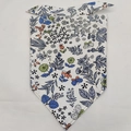 Floral pet bandana with blue and orange butterfly print on white cotton fabric - L / Pattern 27/White Floral Butterfly