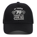 Cappellino trucker 70° compleanno 1954 in cotone con ricamo bianco e rete per la protezione - Nero / Regolabile