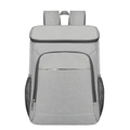 Mochila térmica gris con bolsillo frontal y bolsillos laterales de malla elástica - 44*30*18cm / Gris