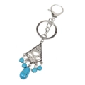 Bohemian turquoise sleutelhanger met zilveren hart hanger en kralen voor tassen en auto - Stijl B