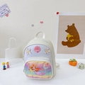White children's mermaid princess backpack with colorful illustration and sequin seashell - White