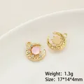 Pendentif lune dorée avec opale rose et zircon blanc pour création de bijoux DIY - Prix à l'unité / Forme de Lune (25#)