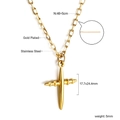 Detailed size specifications of the gold-plated stainless steel cross necklace pendant - Gold Cross Pendant