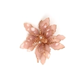 Elegant pink acrylic flower brooch with golden edges and champagne bead tassels - Translucent Dark Pink