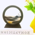 3D round hourglass sand art with black frame and layered white gold sand - 5 Inch Round Black