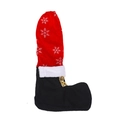 Funda navideña para pata de silla con patrón de copos rojos y borde de piel sintética - Estilo de Bota de Navidad con Copo de Nieve (F-W229) / Juego de 4