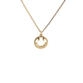 Collar de cadena de oro con colgante de cara sonriente y circonitas microengastadas para mujer - Oro Sonrisa Simple