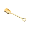 Golden stainless steel spade shaped dessert spoon with a polished finish and creative design - 304 Heart Handle Gold Flat Shovel