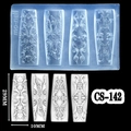 Blue silicone 3D nail art mold CS-142 with retro baroque flower relief patterns - CS-142 Baroque B