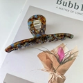 Pinza per capelli in acetato leopardato ambrato con strass colorati da donna - Stile Incrociato - Blu Marrone