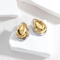 Modern 18K gold plated stainless steel irregular textured lava earrings in gold and silver - Teardrop