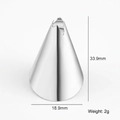 Polished silver stainless steel cake piping tip for DIY baking icing, size 18.9x33.9mm - Pattern 29