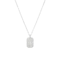 S925 silver necklace featuring a rectangular pendant set with white zircon stones - 925 Silver / White Gold