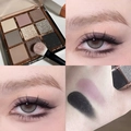 Nine-color eyeshadow palette with earth tones, pink and purple in matte and shimmer finishes - No. 14 Dark Grey Earth Tones