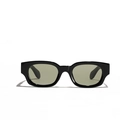 Retro Rechteck-Sonnenbrille mit schwarzem Rahmen und dunkelgrünen Gläsern - Schwarzer Rahmen Hellgrün