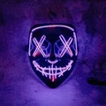 Pink LED purge mask with cross eyes and glowing neon EL wire for Halloween party - Purple