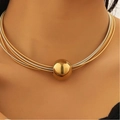 Collana multistrato intrecciata oro e argento con ciondolo a perla grande da donna - Collana di perle multistrato (M-398)