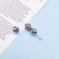 Vintage antique silver alloy spacer beads with hollow floral engraving for DIY jewelry - Round Hollow Carved Spacer Bead (16471) / 1 Piece/Pack (7x6mm) / Antique Silver
