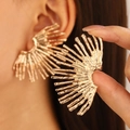 Orecchini vintage a ventaglio dorati con finitura metallica strutturata da donna - Stile Ear Cuff Radiale Grande Dorato (Z-583)