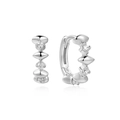 925 silver rhombus hoop earrings with clear stones and polished finish in silver - 925 Silver / Silver Style (MME1142-1)