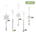 Set di 18 decorazioni natalizie in acrilico trasparente con fiocchi e ghiaccioli - Set da 18 Pezzi / Trasparente